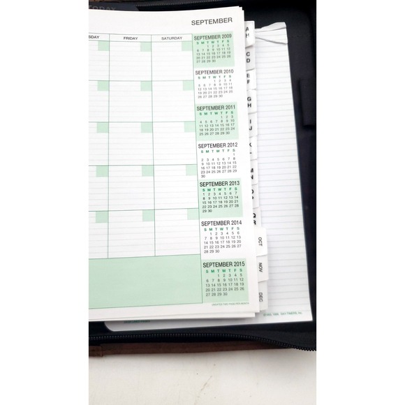 Vintage Day-Timer Organizer Planner Brown Zip Around 7 Rings 10.5x8" - Picture 5 of 13